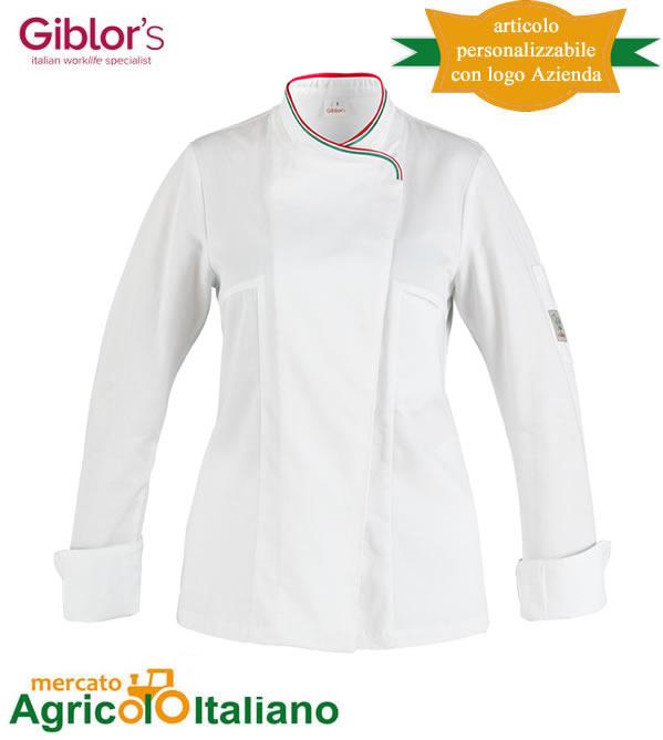 Casacca donna Susi - Giblor's colore bianco tricolore per ristorazione